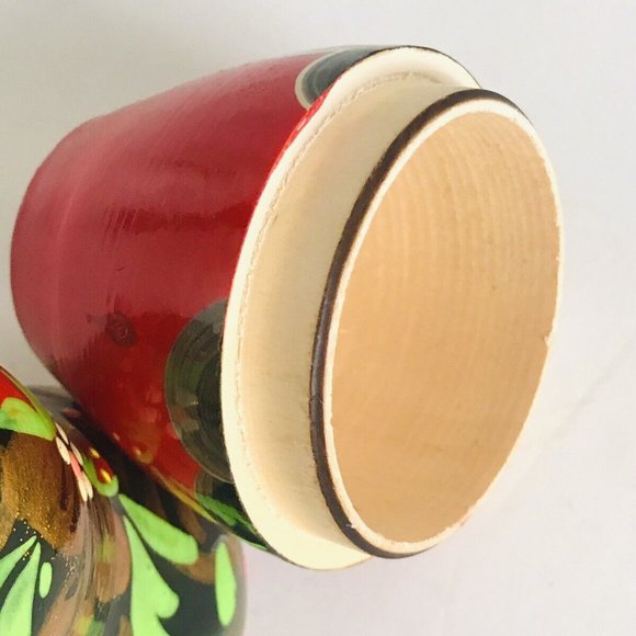 Vintage Handpainted Russian Wooden Matryoshka Stacking Nesting Dolls Set of 5 - Picture 10 of 12